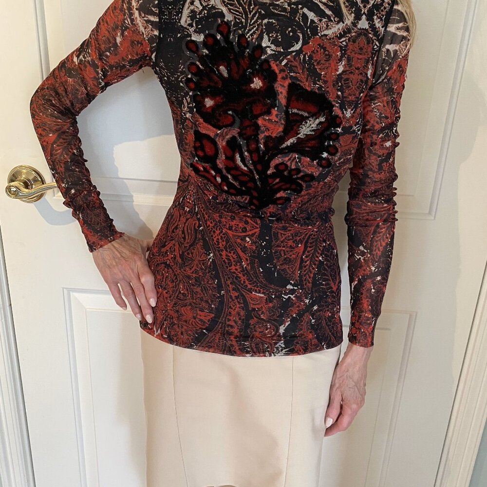 Fuzzi Bodycon Red/Blk, long sleeve top